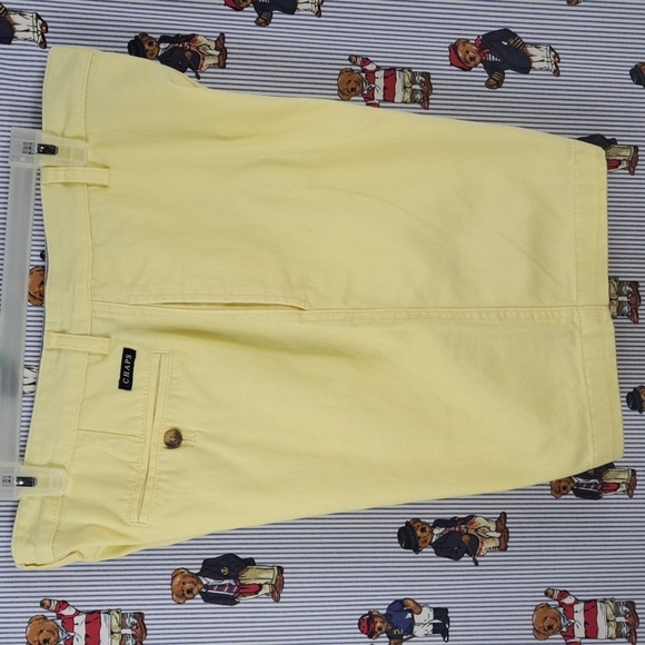 Chaps Ralph Lauren flat front yellow casual preppy summer Cotton shorts SZ 34 - Picture 4 of 7